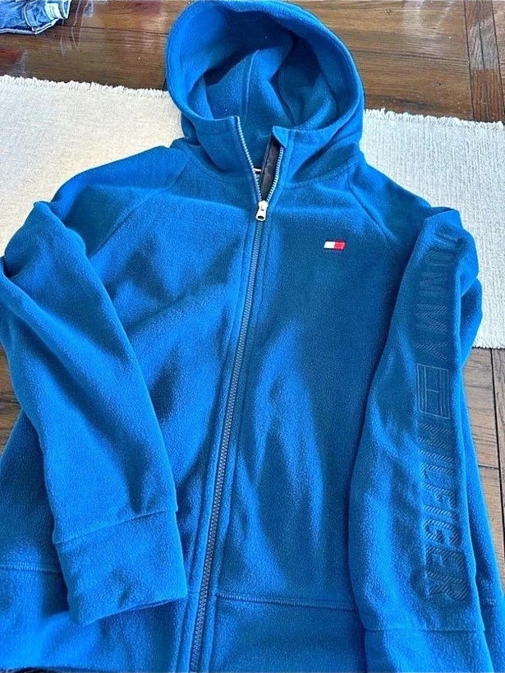 Tommy Hilfiger Blue Fleece Zip Hoodie Size Small Like New